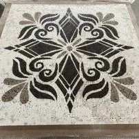 Rosette in sliced marble