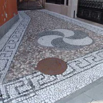 Cobblestones laid on a road