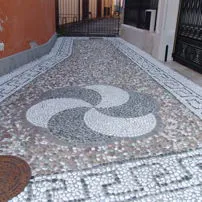 Cobblestones laid on a road
