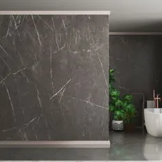 Bagno di marmo grafite con venature sottili bianche