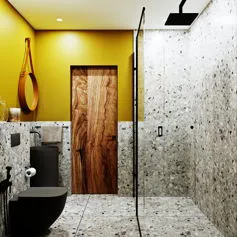 Bathroom in Agglomarmo a stain-resistant synthetic marble
