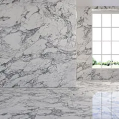 Pavimento in marmo Arabescato di Carrara
