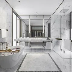 Elegant and sophisticated white marble bathroom