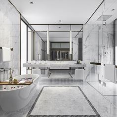 Bagno in marmo bianco elegante e sofisticato