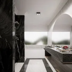 Modern marble bathroom reveals an aura of sublime elegance