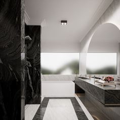 Bagno in marmo moderno svela un'aura di sublime eleganza