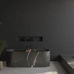 Bathroom with brushed graphite marble tub
