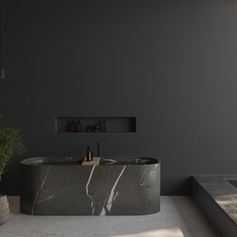 Bagno con vasca in marmo grafite spazzolata