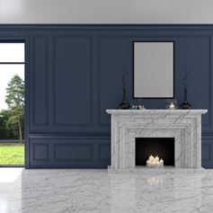 Caminetto di marmo Carrara in stile con il pavimento