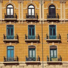 Facades of buildings<br>