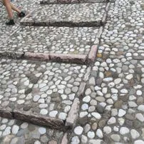 Cobblestones laid on a road