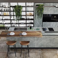 Piano di cucina in marmo verde Spluga