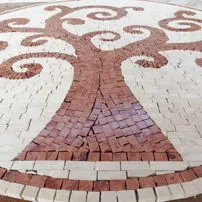 Rosette in sliced marble