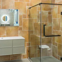 Marble bathroom travertino giallo<br>