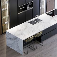 Cucina in marmo moderna In lastre di Calacatta di grandi dimensioni