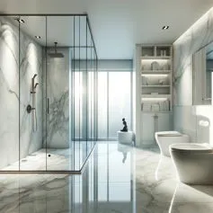 Calacatta bathroom with shower