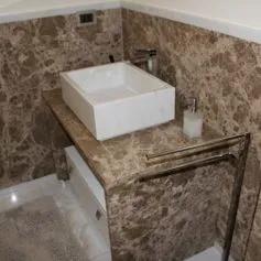 Emperador Light marble bathroom 