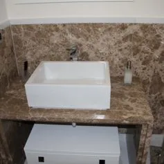 Emperador Light marble bathroom 