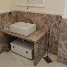 Emperador Light marble bathroom 