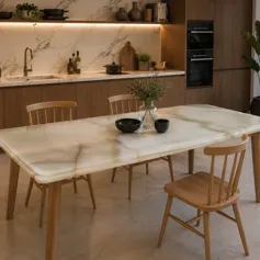 Tavolo in marmo Onice Bianco