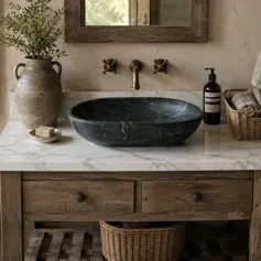 Black marble bowl