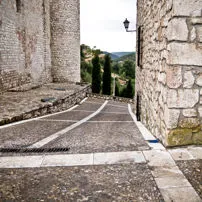 Cobblestones laid on a road